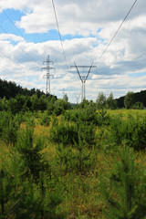 Obraz premium High voltage line in the countryside