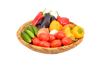 Vegetables in a wattled basket