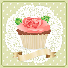 Label Rose Flower Cupcake
