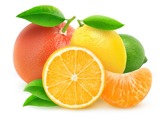 Isolated citrus fruits