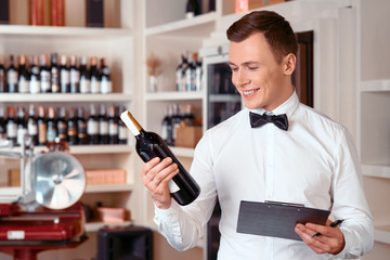 Professional sommelier being involved in work 