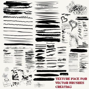 Vector pack strokes and textures for digital brushes design