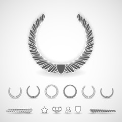 Design element wreath. Laurel wreath Icon Vector. Laurel wreath Icon JPG. Laurel wreath Icon Art. Laurel wreath Icon Image. Laurel wreath Icon AI. Laurel wreath Icon Drawing.Icon set. Vector  brush.