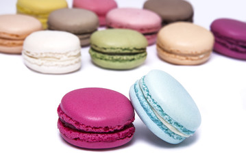 French Macaroons isolated on white