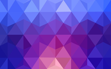 Multicolor blue, red polygonal design pattern, which consist of triangles and gradient in origami style.