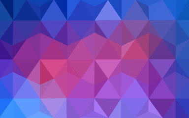 Multicolor blue, red polygonal design pattern, which consist of triangles and gradient in origami style.
