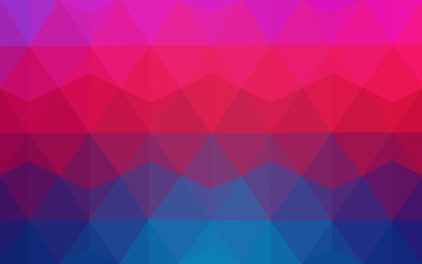 Multicolor blue, red polygonal design pattern, which consist of triangles and gradient in origami style.