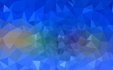 Multicolor blue, yellow, orange polygonal design pattern, which consist of triangles and gradient in origami style.