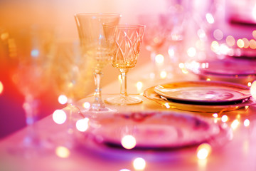 Table set for an event party or wedding reception