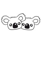 2 sweet little cute koalas team buddies faces head couple love love
