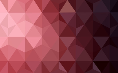 Multicolor pink, red, orange polygonal design pattern, which consist of triangles and gradient in origami style.