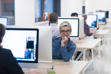 startup business, woman  working on desktop computer