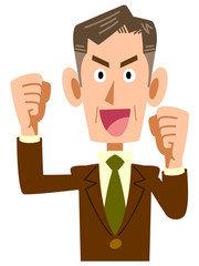 張り切る年配ビジネスマンの上半身