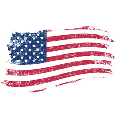 Fototapeta premium USA flag in grunge style on a white background