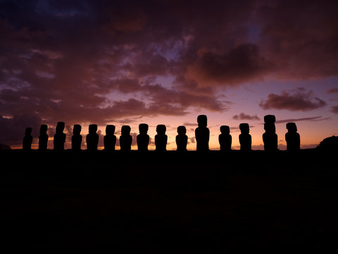 Easter Island Heads at dawn