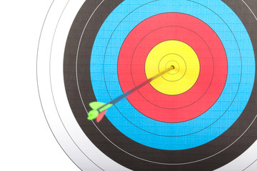 Arrow hit goal ring in archery target