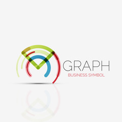 Abstract logo idea, linear chart or graph  business icon. Creative vector logotype design template