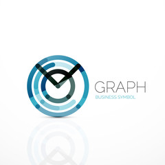 Abstract logo idea, linear chart or graph  business icon. Creative vector logotype design template