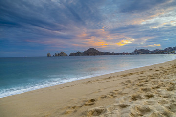 View of Waves at Sandy Beach of Cabo San Lucas in Mexico