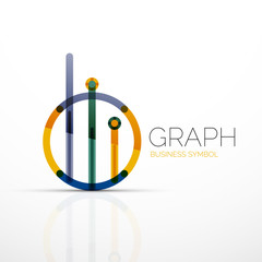 Abstract logo idea, linear chart or graph  business icon. Creative vector logotype design template