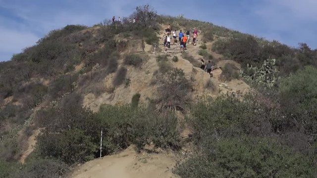 HOLLYWOOD, CA - Circa February, 2016: Hikers and joggers enjoying the trails in Runyon Canyon.  	