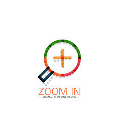 Vector thin line design logo magnifying glass, search and find or zoom logotype concept. Linear minimalistic business icon