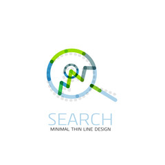 Vector thin line design logo magnifying glass, search and find or zoom logotype concept. Linear minimalistic business icon