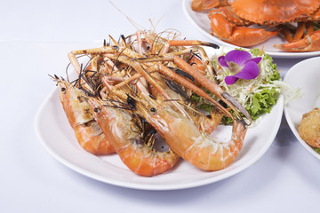Grilled shrimps on the plate