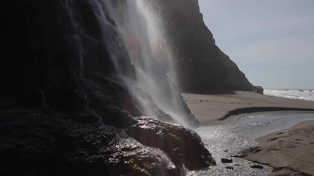 Waterfall on Beach in California