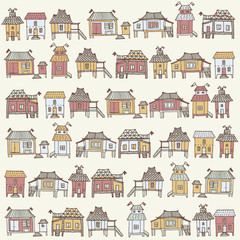 Cartoon houses in vector.