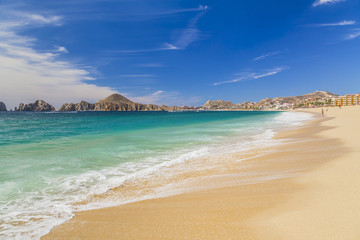 View of Waves at Sandy Beach of Cabo San Lucas in Mexico