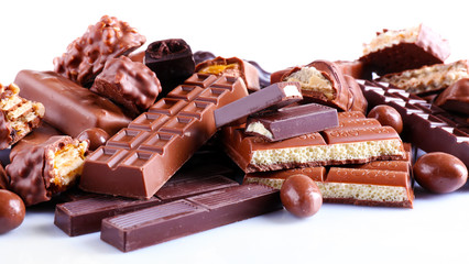 Mix of chocolate on table, close-up