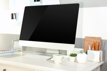 Modern workplace with computer on the table