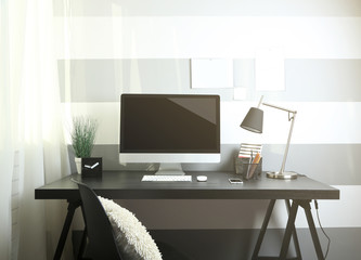 Comfortable workplace with modern computer
