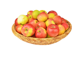 Red apple in a wattled basket