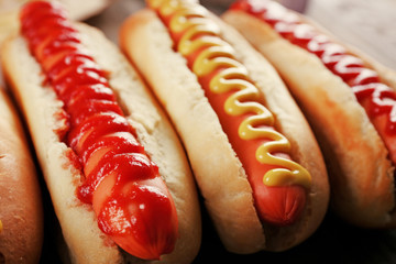 Hot dogs closeup