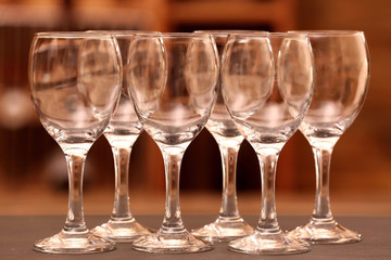 Empty wineglasses closeup