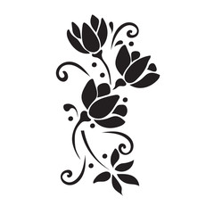 flower, black, icon, vector illustration