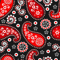 Paisley seamless pattern. Indian cucumber. Oriental decorative ornament.