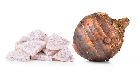  taro roots on white background