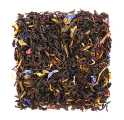 Bunch of black leaf tea, isolated on white