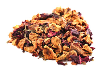 Bunch of herbal mix tea, isolated on white