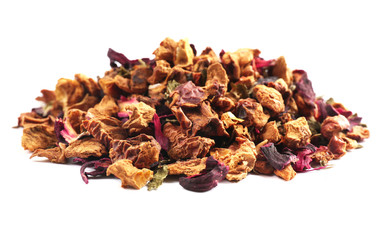 Bunch of herbal mix tea, isolated on white