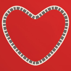 piano keyboard in the form of heart