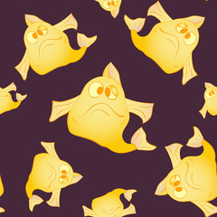 Dark seamless background. The yellow fish
