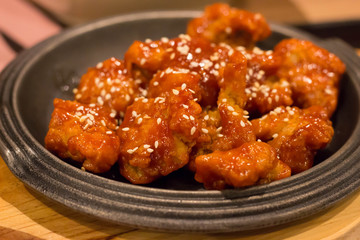 Spicy chicken on plate