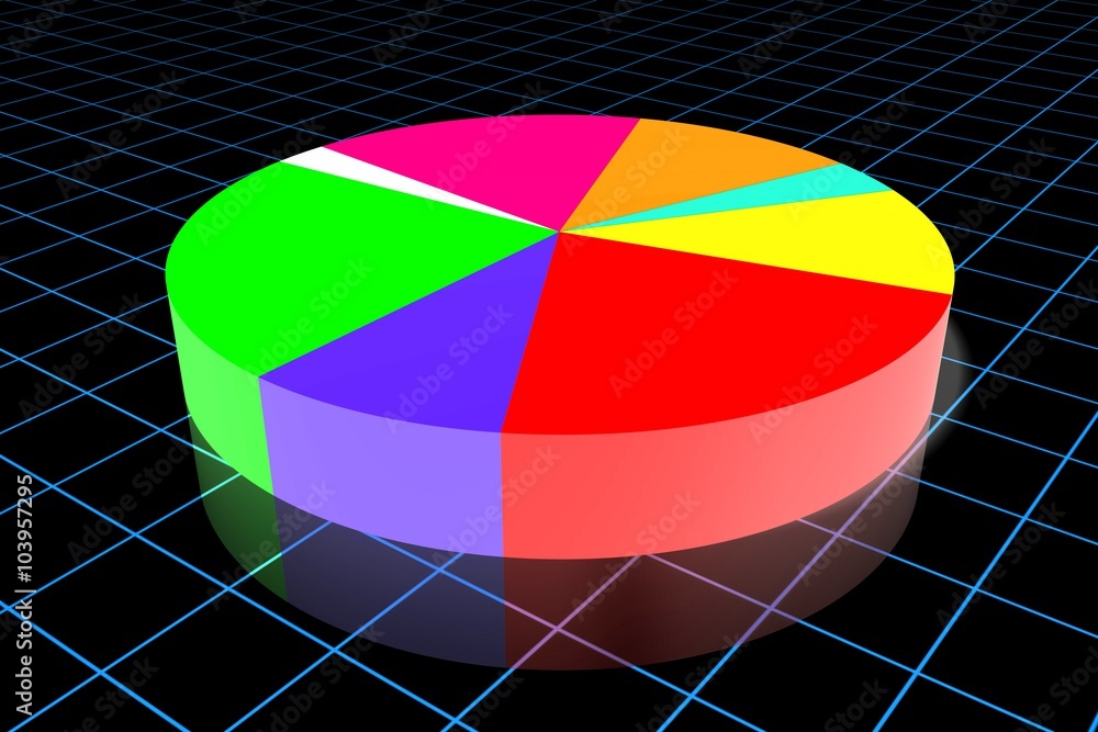 Wall mural 3D pie chart - great for topics like report, data, report etc.