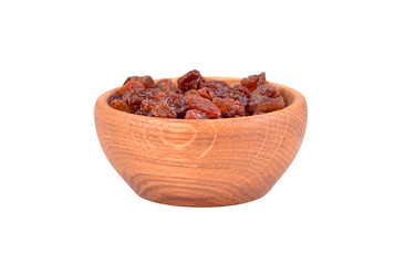Raisin in wooden bowl