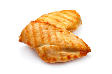 Grilled chicken breasts isolated on white background