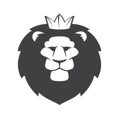 Lion head flat vector logo.